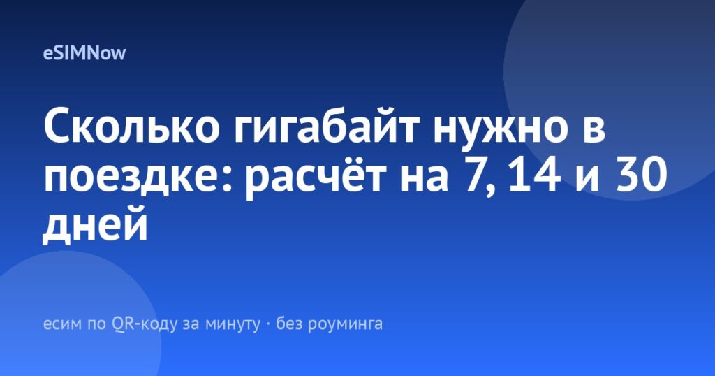Сколько гигабайт нужно в поездке: расчёт на 7, 14 и 30 дней